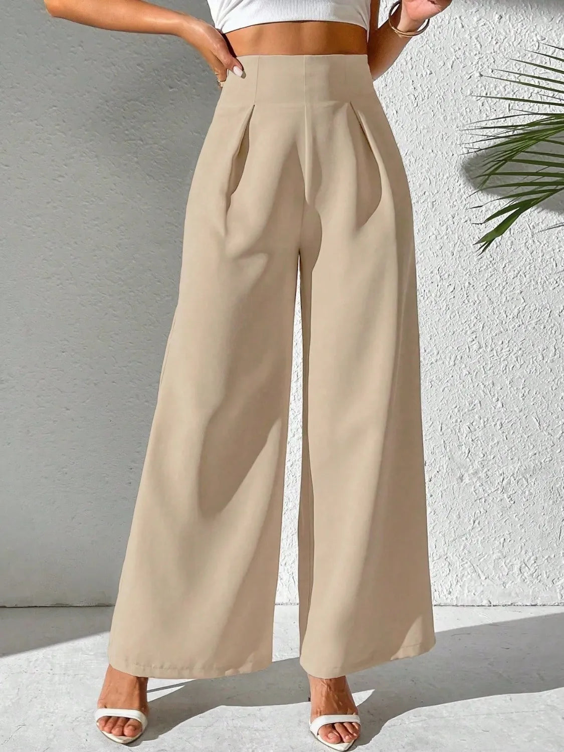 Wide Leg High Waist Pants - Roe Creation