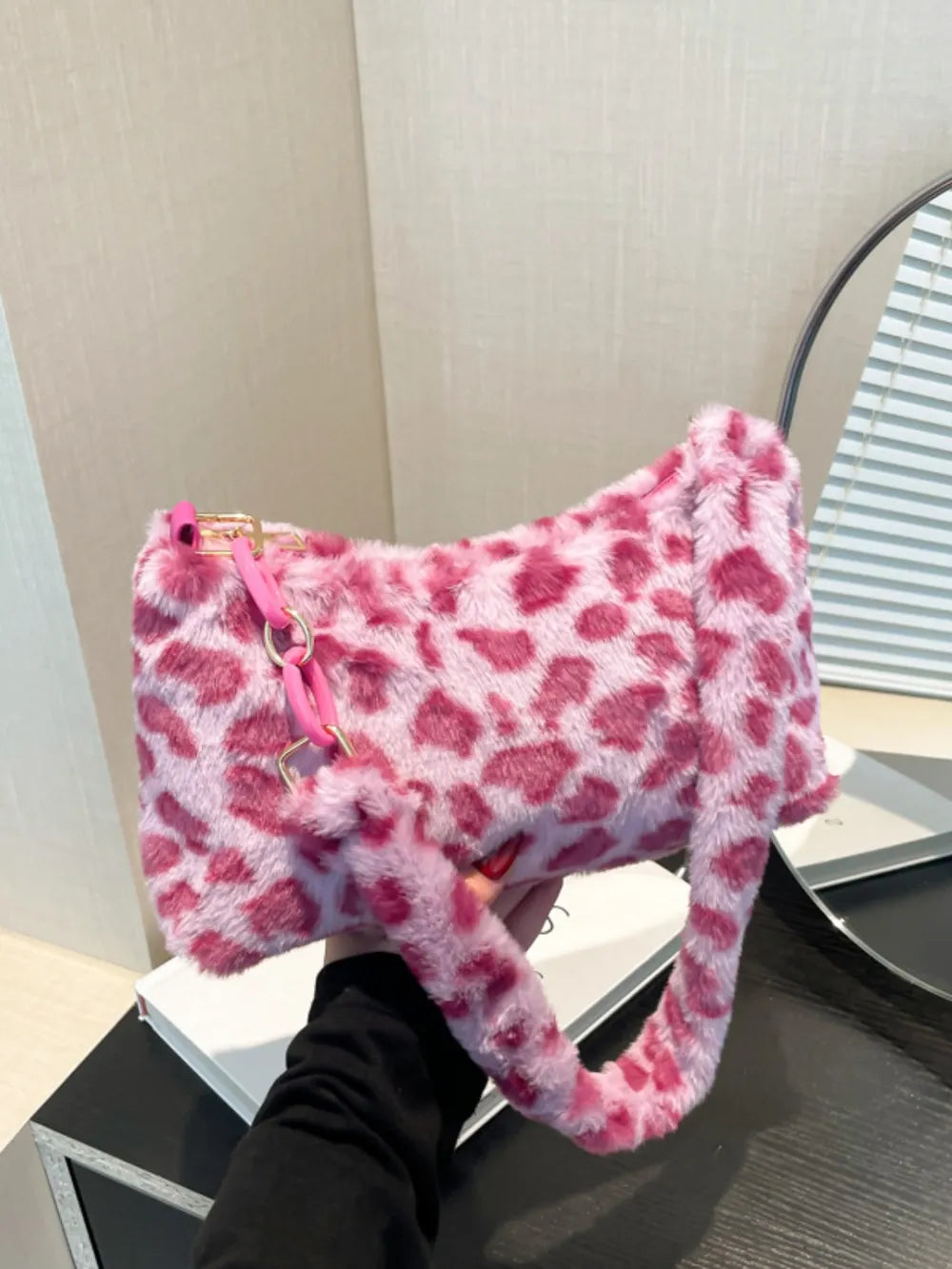 Leopard Print Fluffy Shoulder Bag - Roe Creation