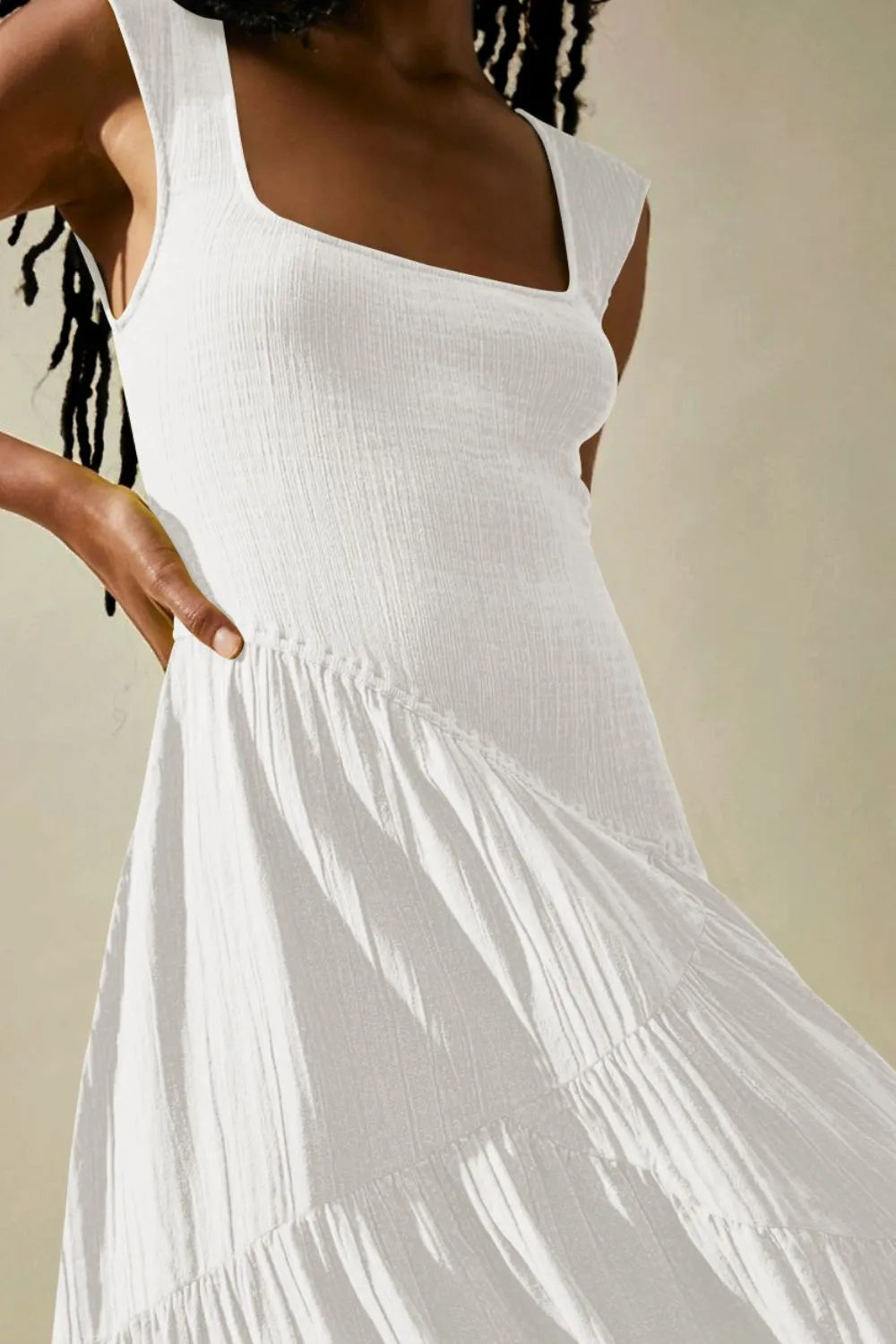 Square Neck Wide Strap Dress - Roe Creation