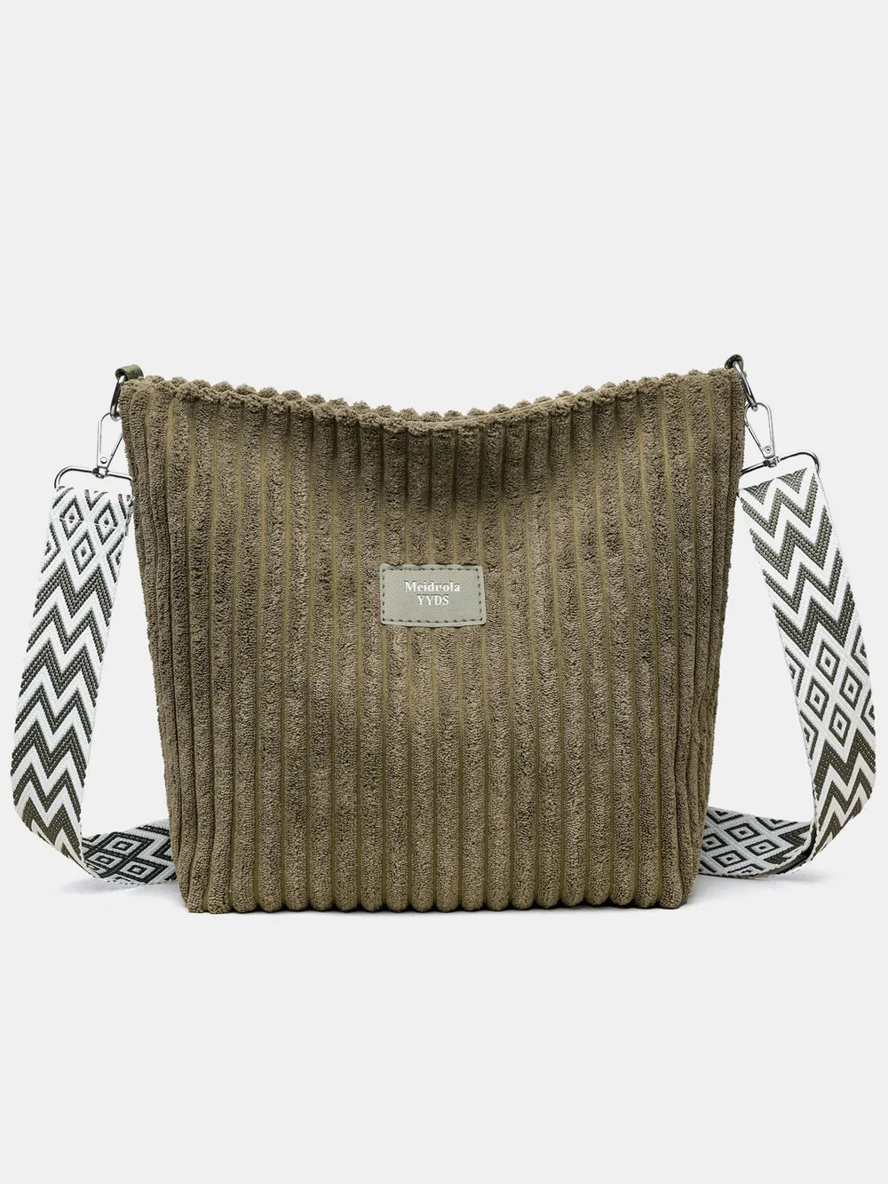 Solid Colour Corduroy Crossbody Bag with Removable Strap - Roe Creation
