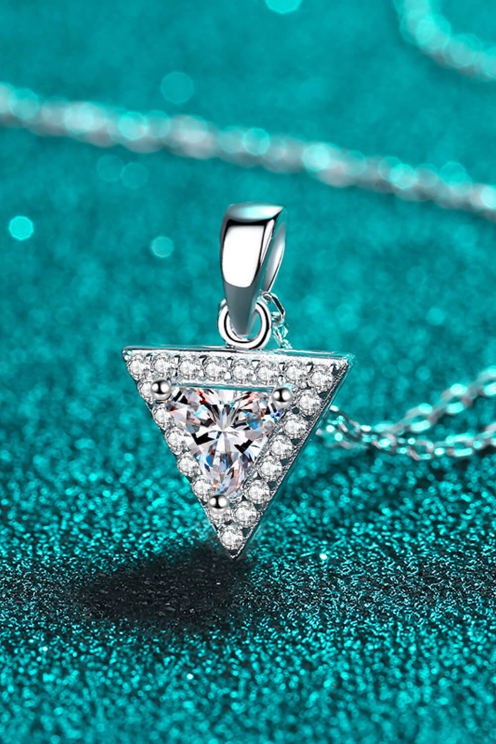 925 Sterling Silver Triangle Moissanite Pendant Necklace - Roe Creation