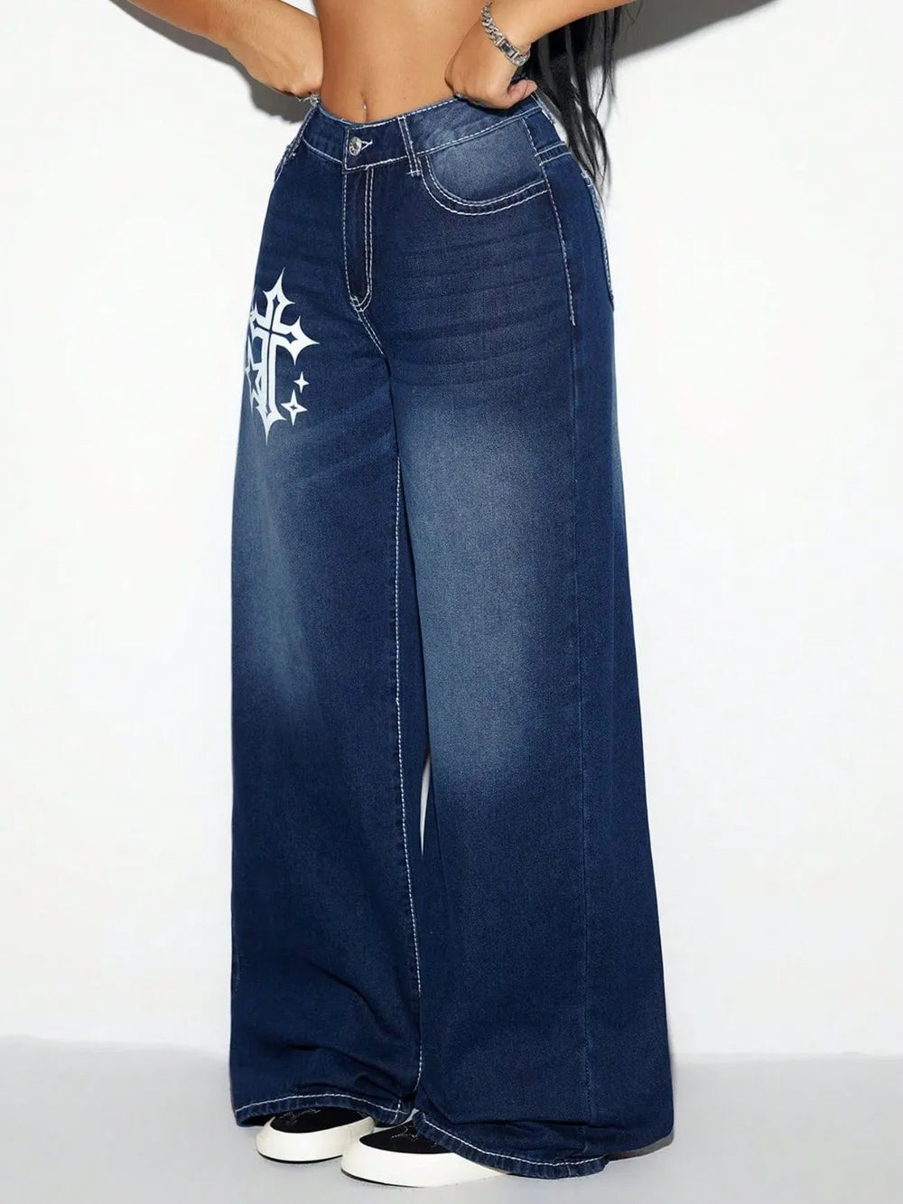 Cross Wide Leg Jeans - Roe Creation