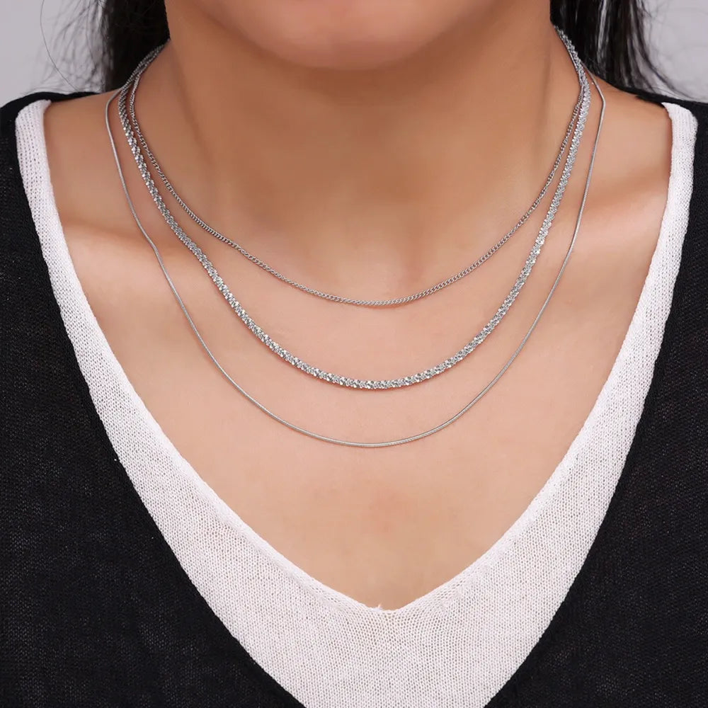 Titanium Steel Three-Layered Necklace - Roe Creation