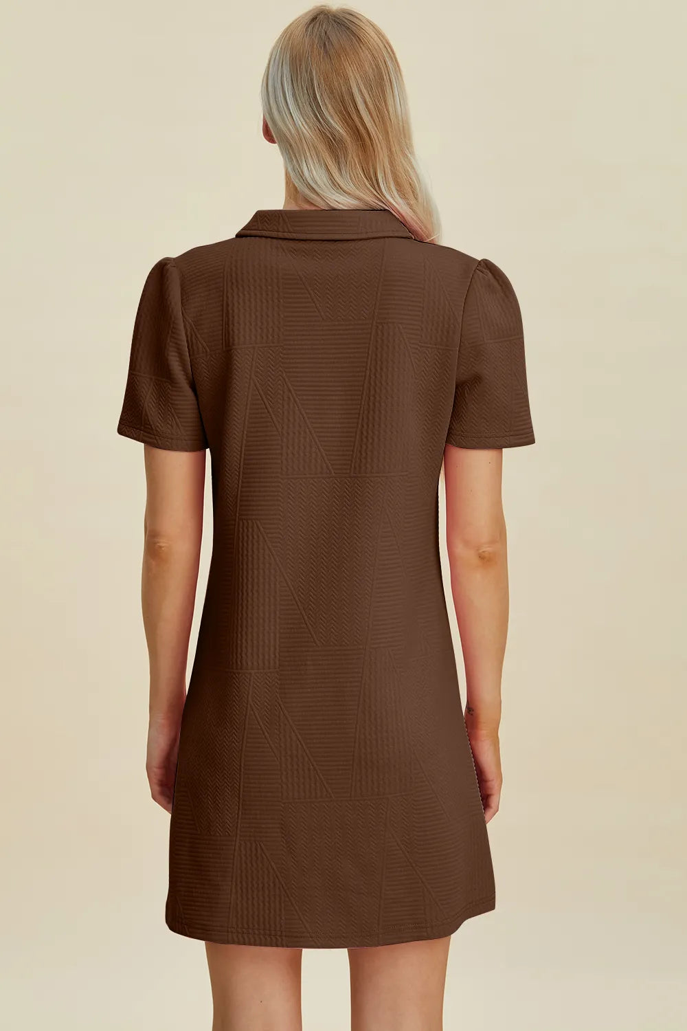 Double Take Full Size Texture Short Sleeve Dress - Roe Creation