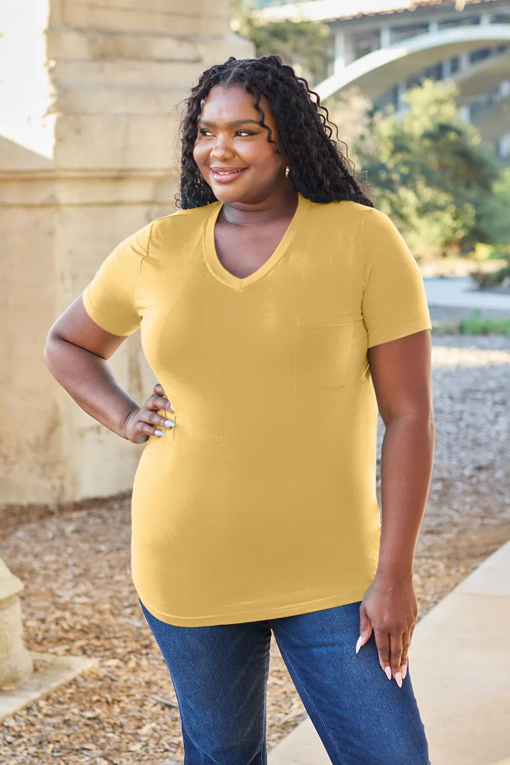 Basic Bae Bamboo Full Size V-Neck Short Sleeve T-Shirt - Roe Creation