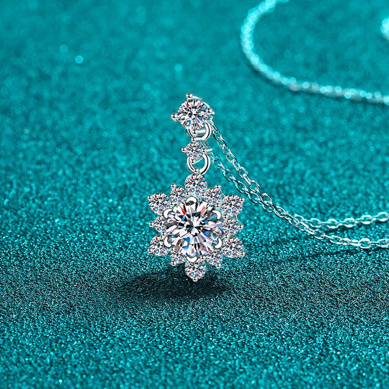 1 Carat Moissanite Zircon 925 Sterling Silver Necklace - Roe Creation