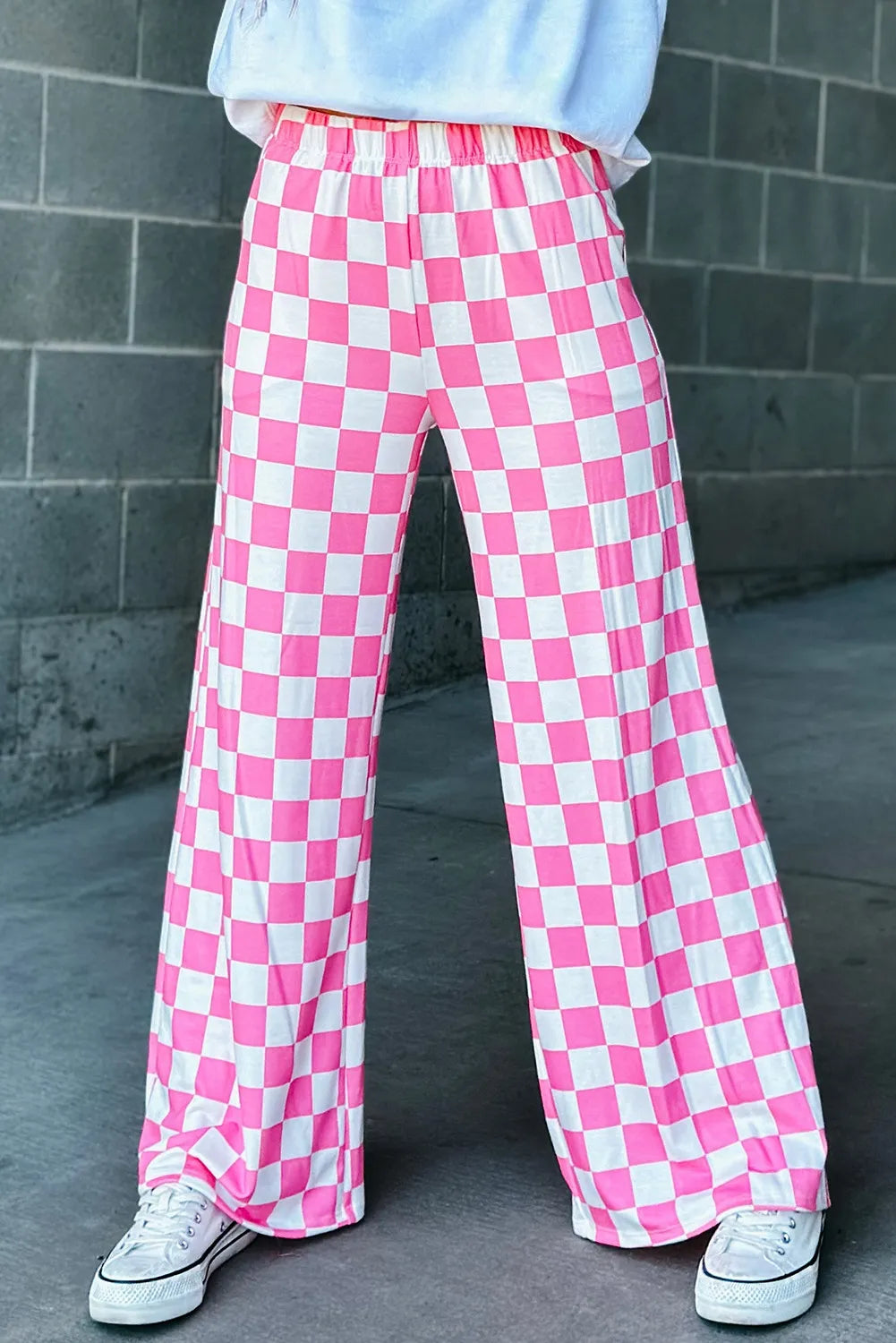 Checkered Wide Leg Pants - Roe Creation