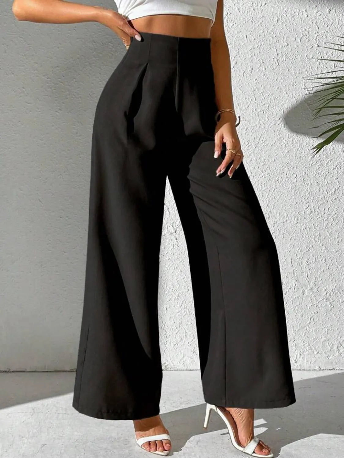 Wide Leg High Waist Pants - Roe Creation