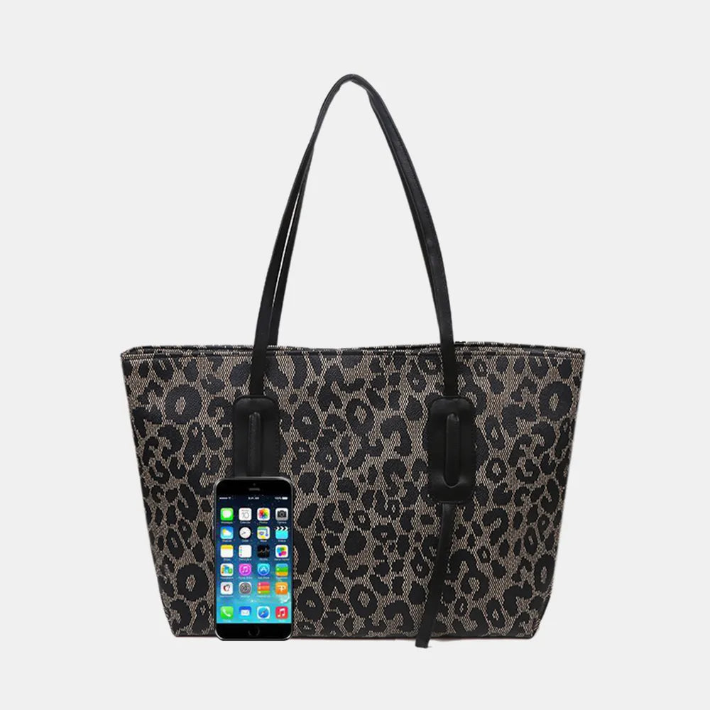 Leopard Print PU Leather Tote Bag - Roe Creation