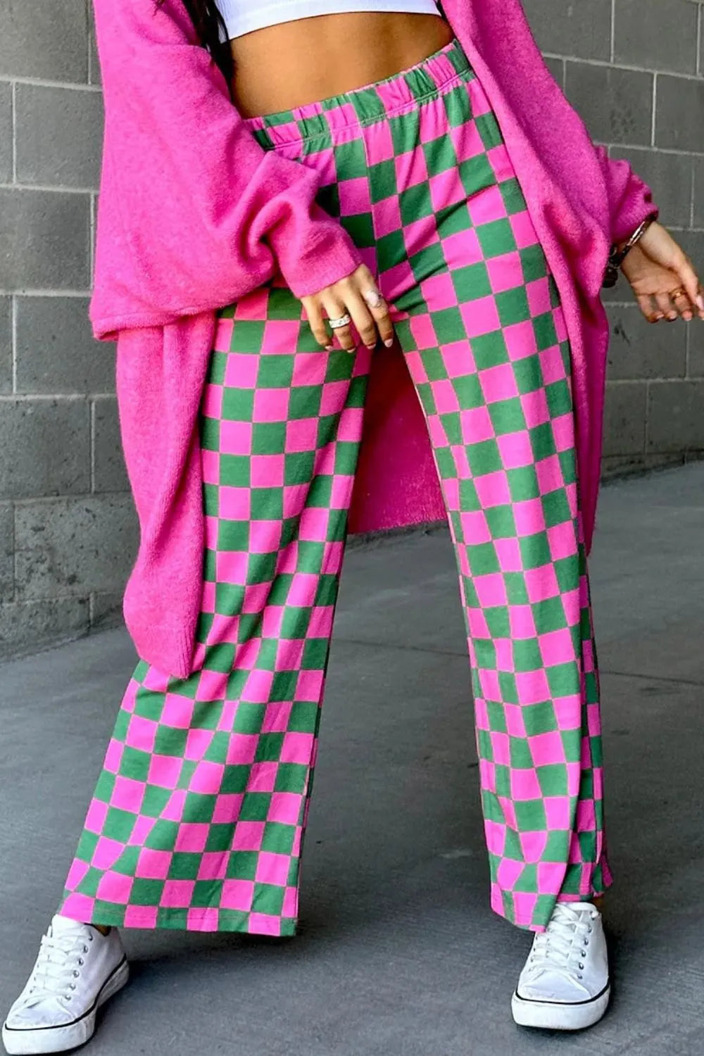 Checkered Wide Leg Pants - Roe Creation