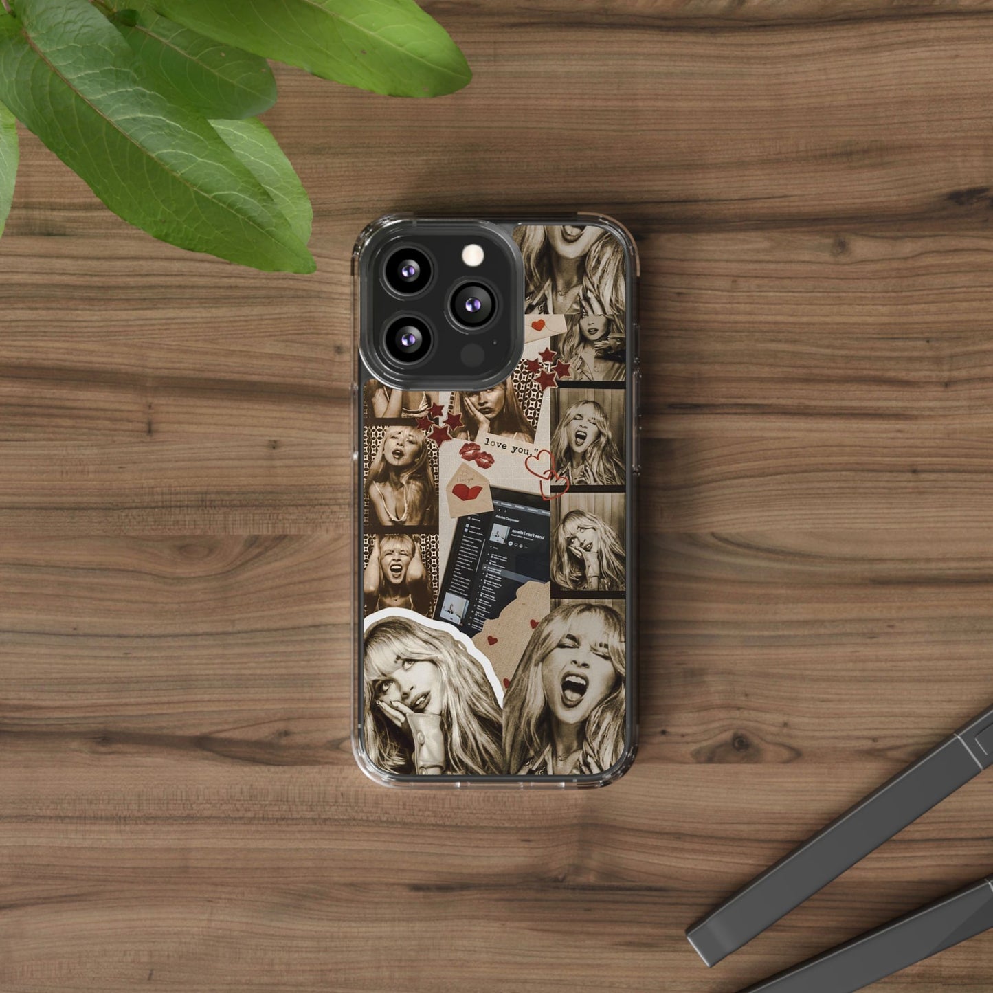 Sabrina Carpenter Vintage Photo Collage Clear Phone Case - Love You Design