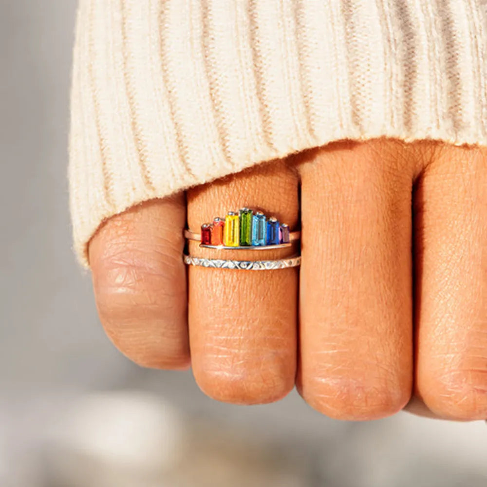 Zircon 925 Sterling Silver Double-Layered Ring - Roe Creation