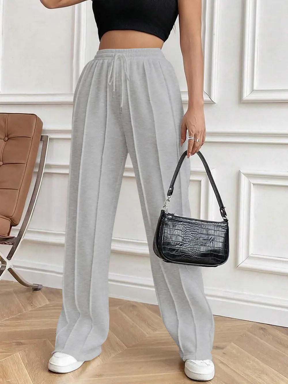 Drawstring Elastic Waist Pants with Pockets - Roe Creation
