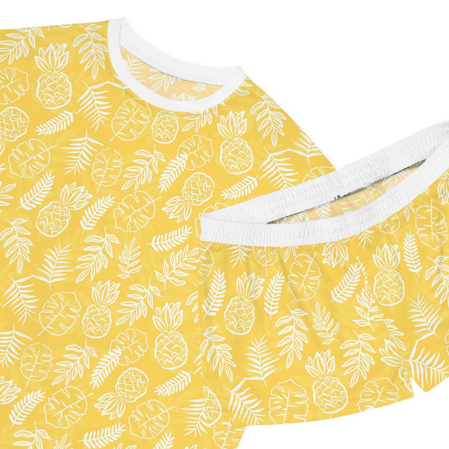 Pineapple Tropical Pattern Women's Pajama Set, Summer Sleepwear, Cute Loungewear.