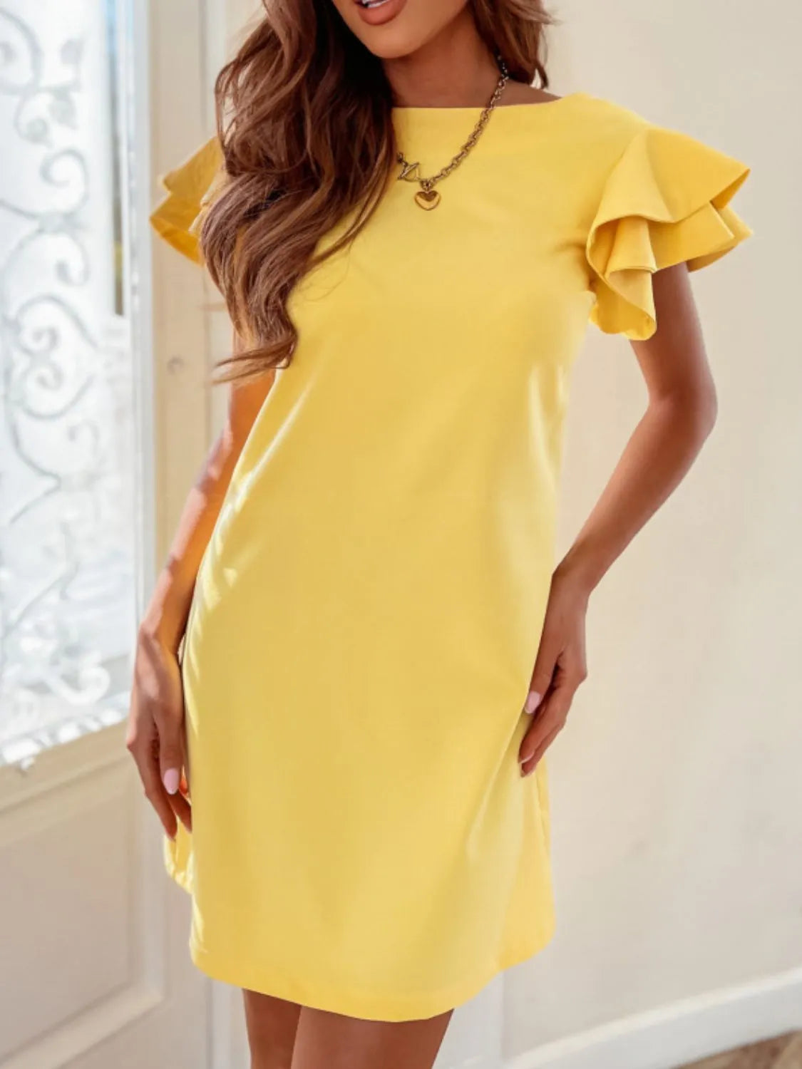 Ruffled Layered Short Sleeve Mini Dress - Roe Creation