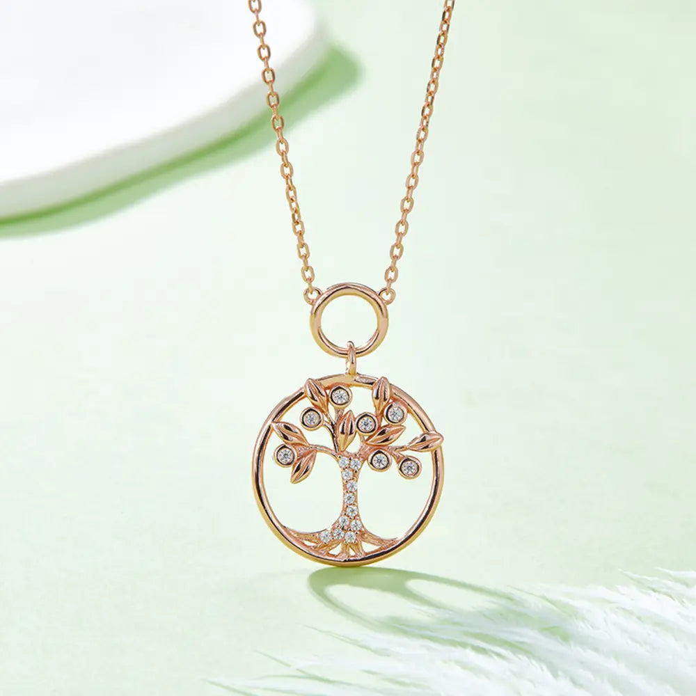 Moissanite 925 Sterling Silver Tree Of Life Pendant Necklace - Roe Creation