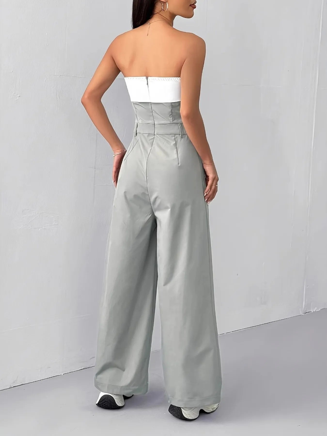 Strapless Color Block Wide Leg Jumpsuit - Roe Creation