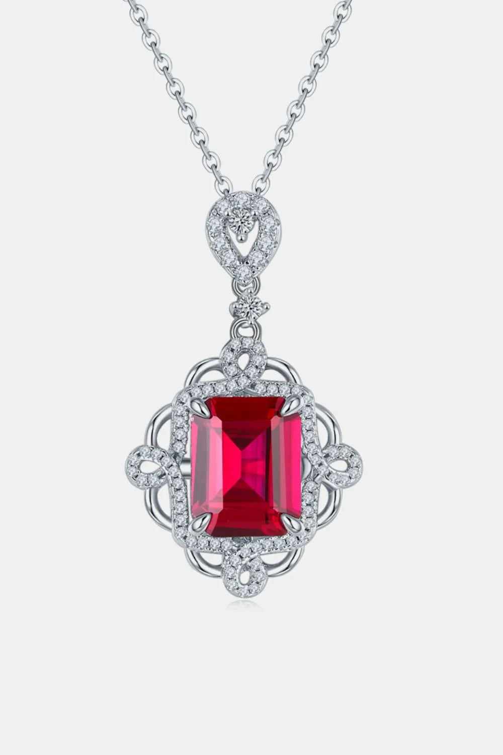 925 Sterling Silver Ruby Pendant Necklace - Roe Creation