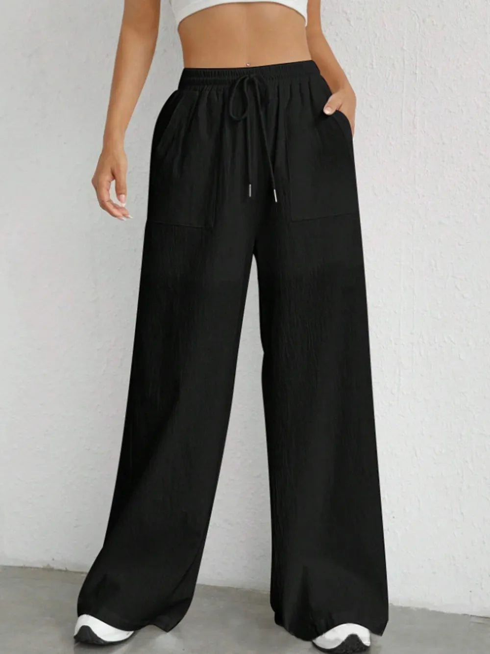 Drawstring Wide Leg Pants - Roe Creation