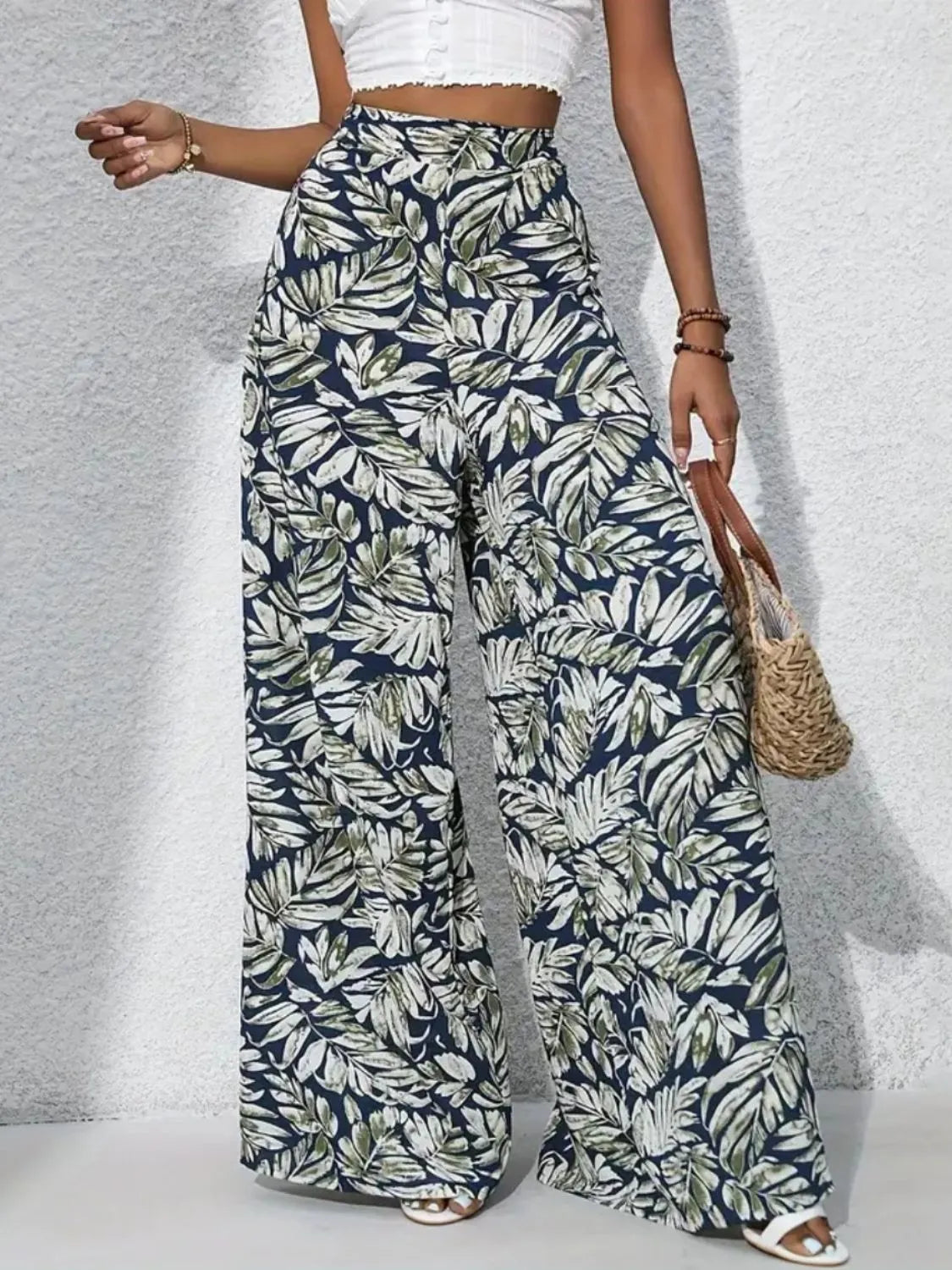 Printed High Waist Wide Leg Pants - Roe Creation