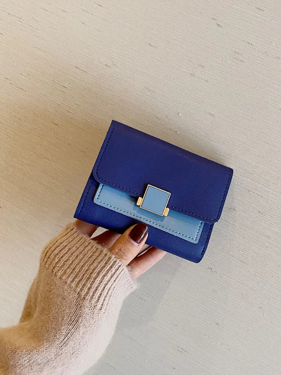 Contrast PU Leather Wallet - Roe Creation