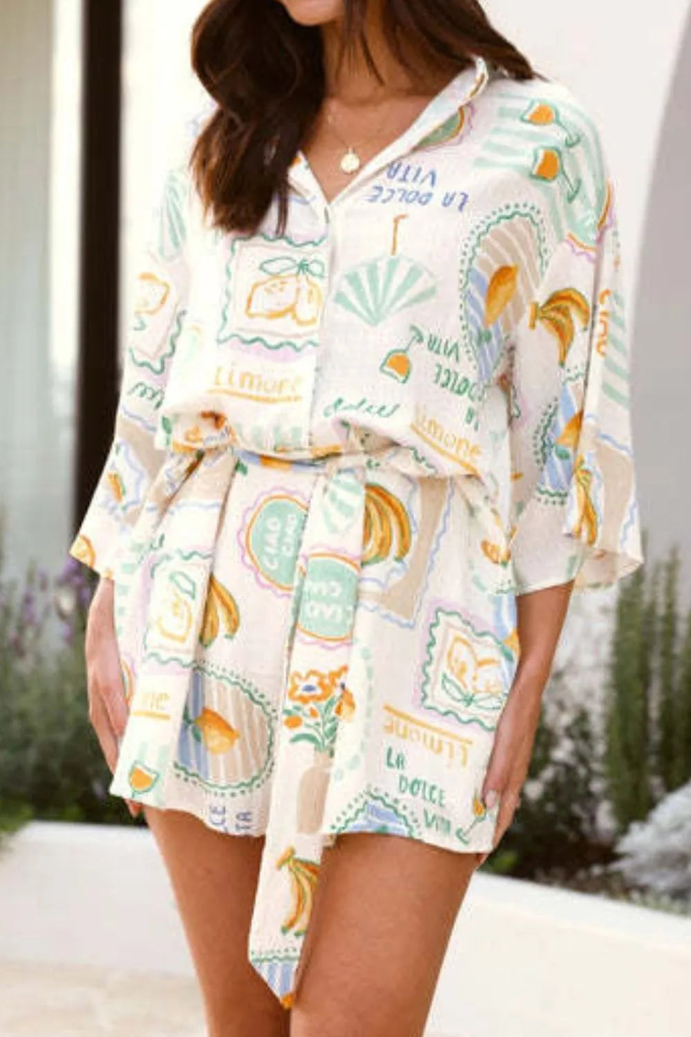 Printed 3/4 Sleeve Romper - Roe Creation