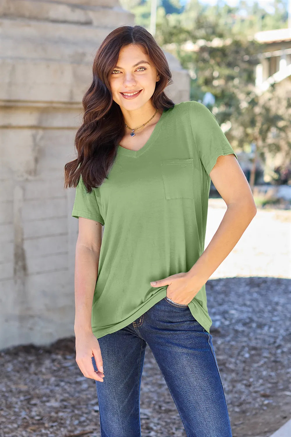 Basic Bae Bamboo Full Size V-Neck Short Sleeve T-Shirt - Roe Creation