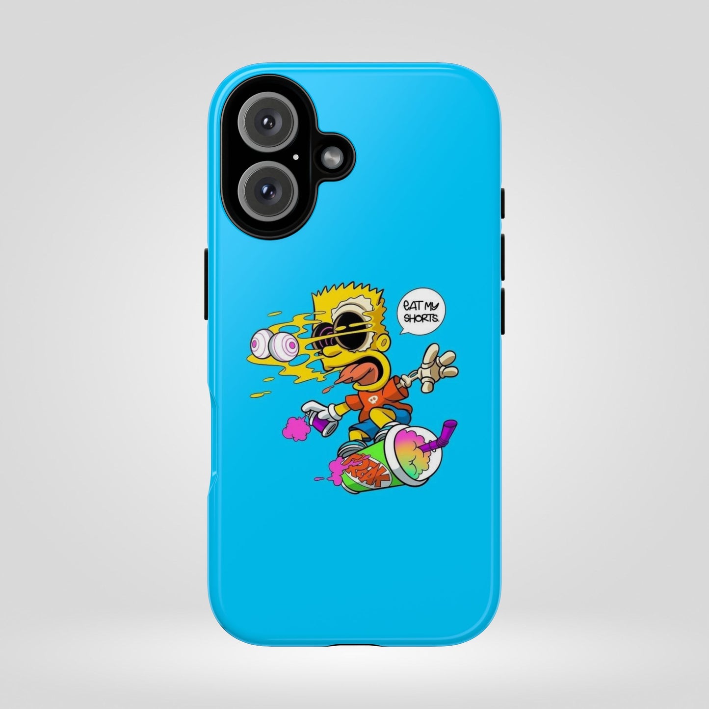 Spongebob Blue Cartoon iPhone Case - 'Eat My Shorts' Design