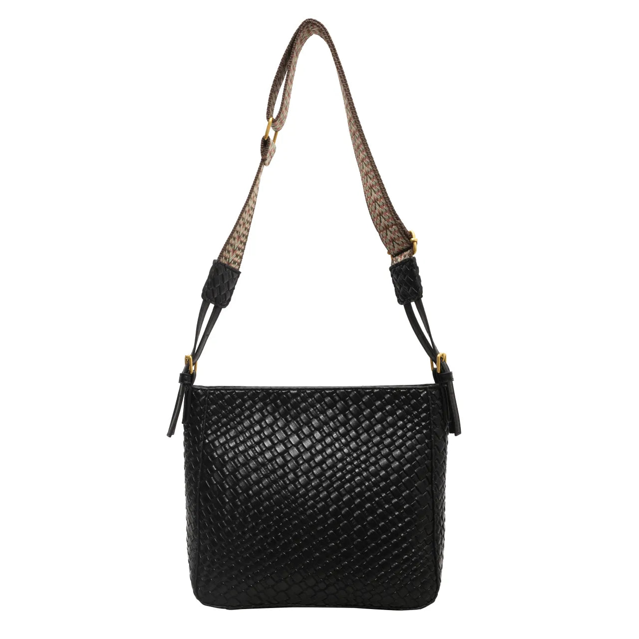 Woven Leather Shoulder Bag with Adjustable Strap - Roe Creation