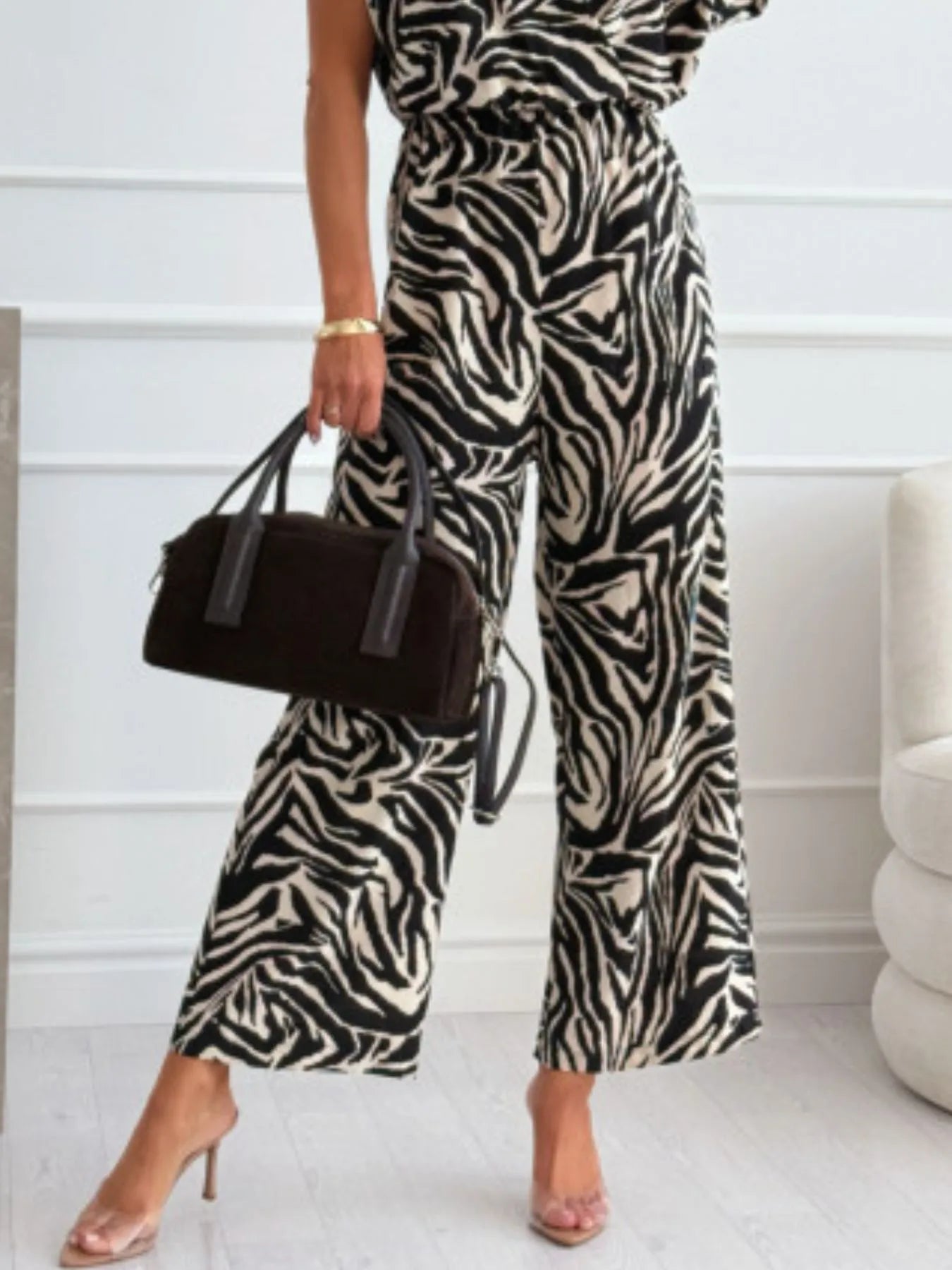 Animal Print Wide Leg Jumpsuit - Roe Creation