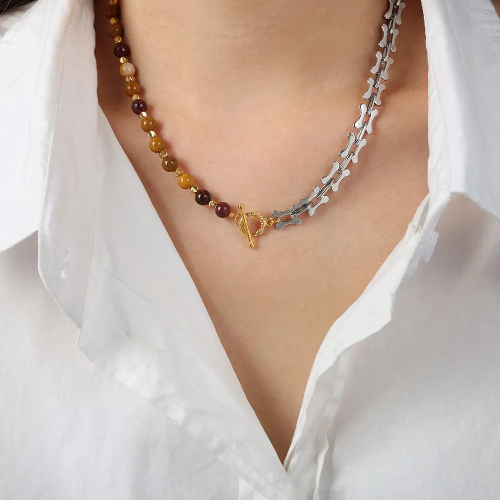 Titanium Steel Egg Yolk Stone Necklace - Roe Creation