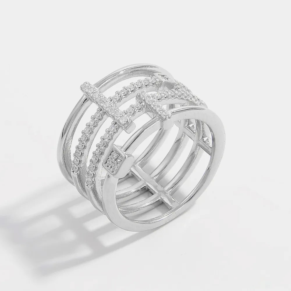 925 Sterling Silver Inlaid Zircon Ring - Roe Creation