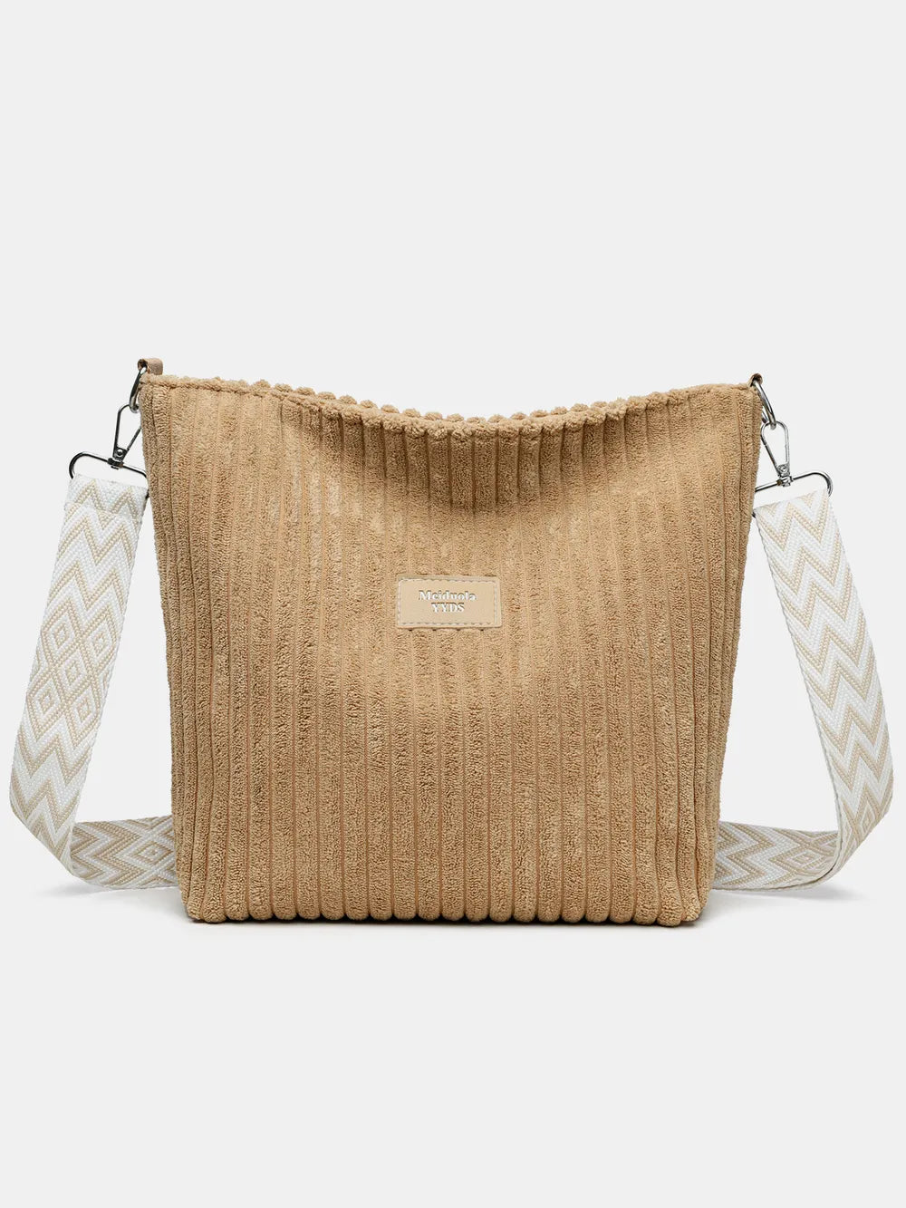 Solid Colour Corduroy Crossbody Bag with Removable Strap - Roe Creation