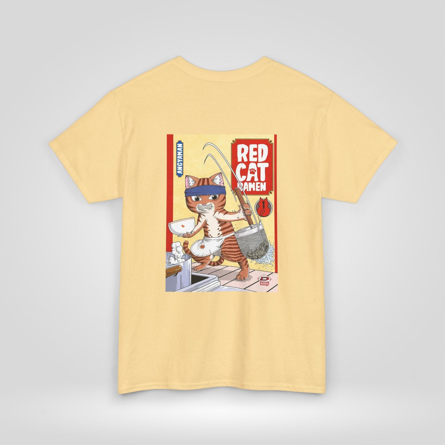 Red Cat Ramen Unisex Heavy Cotton Tee – Fun and Playful Design for Food Lovers - Roe Creation