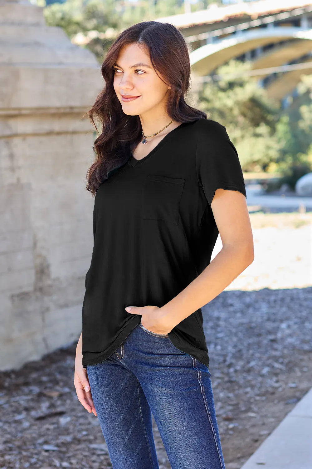 Basic Bae Bamboo Full Size V-Neck Short Sleeve T-Shirt - Roe Creation
