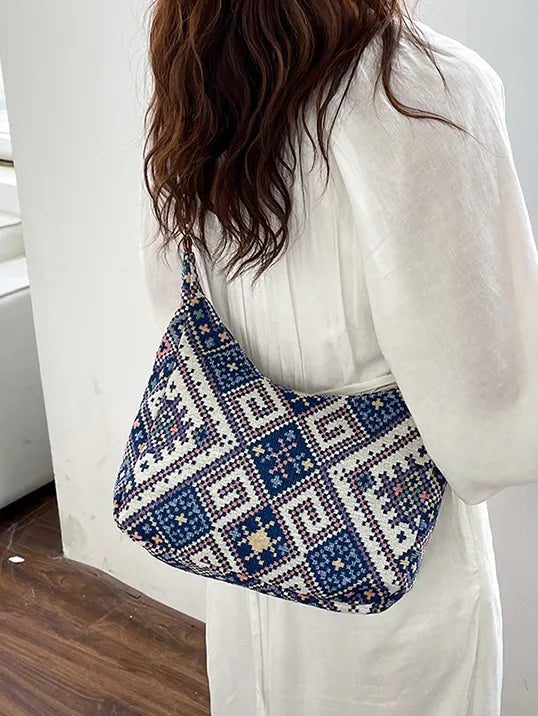 Ethnic Pattern Crossbody Bag with Adjustable Strap - Roe Creation
