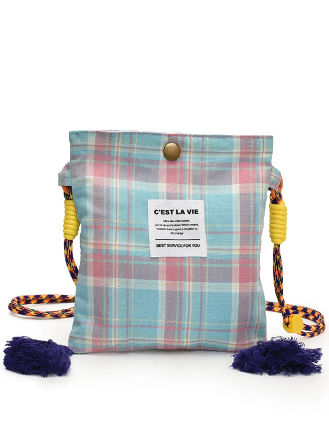 C'EST LA VIE Plaid Crossbody Bag with Tassel Detail - Roe Creation