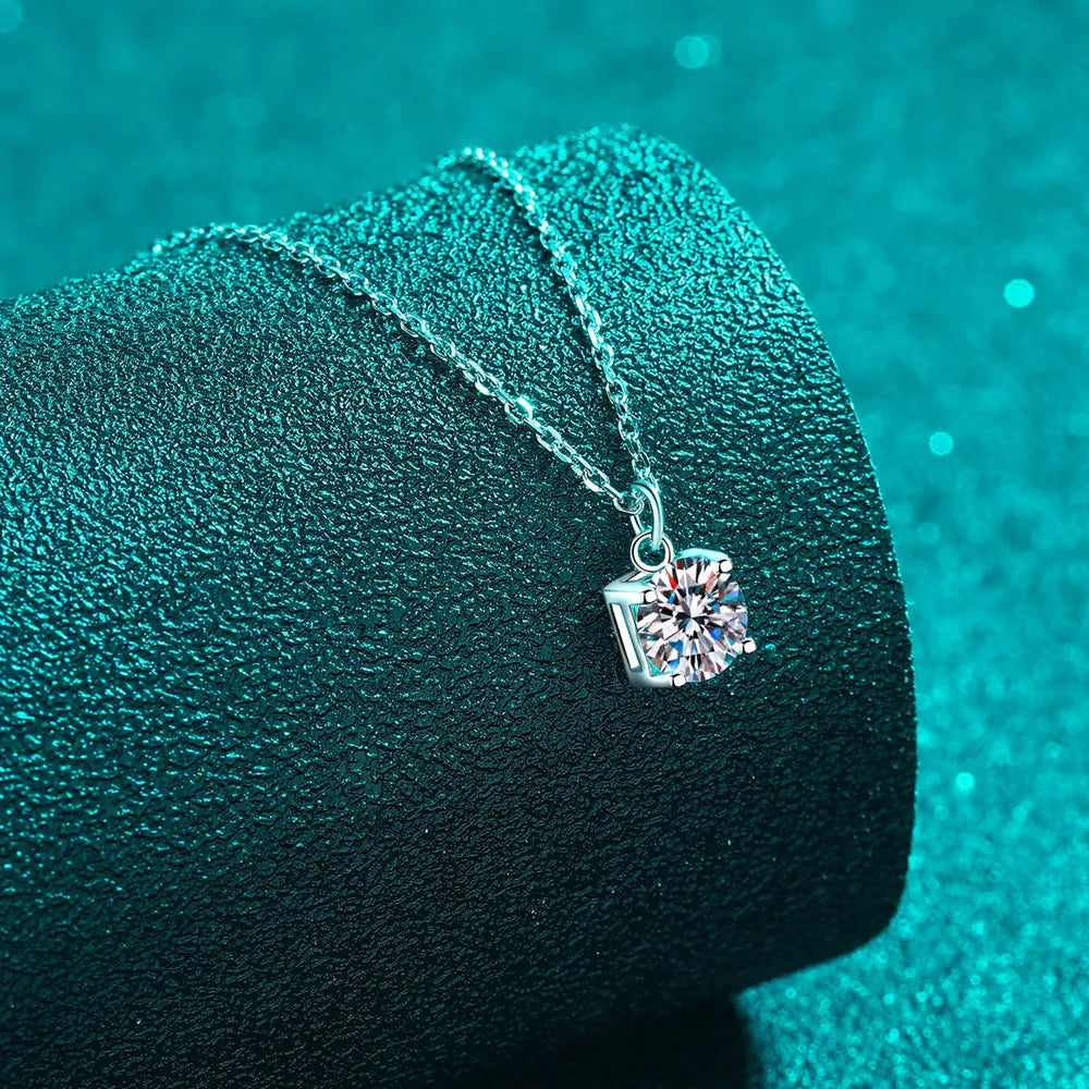 1 Carat Moissanite 925 Sterling Silver Necklace - Roe Creation
