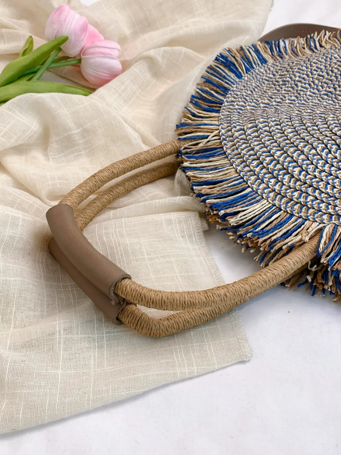Round Woven Straw Tassel Handbag - Roe Creation