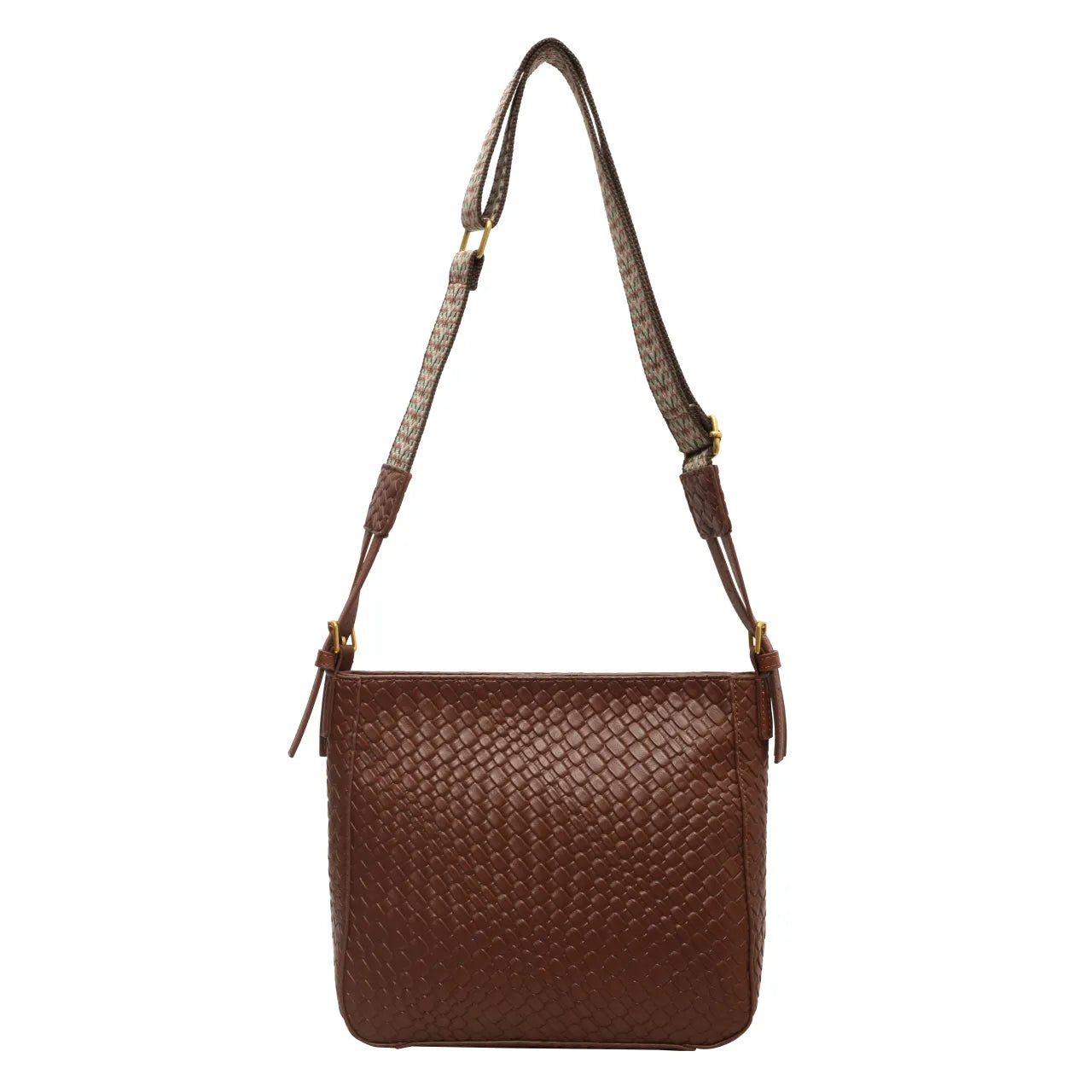 Woven Leather Shoulder Bag with Adjustable Strap - Roe Creation