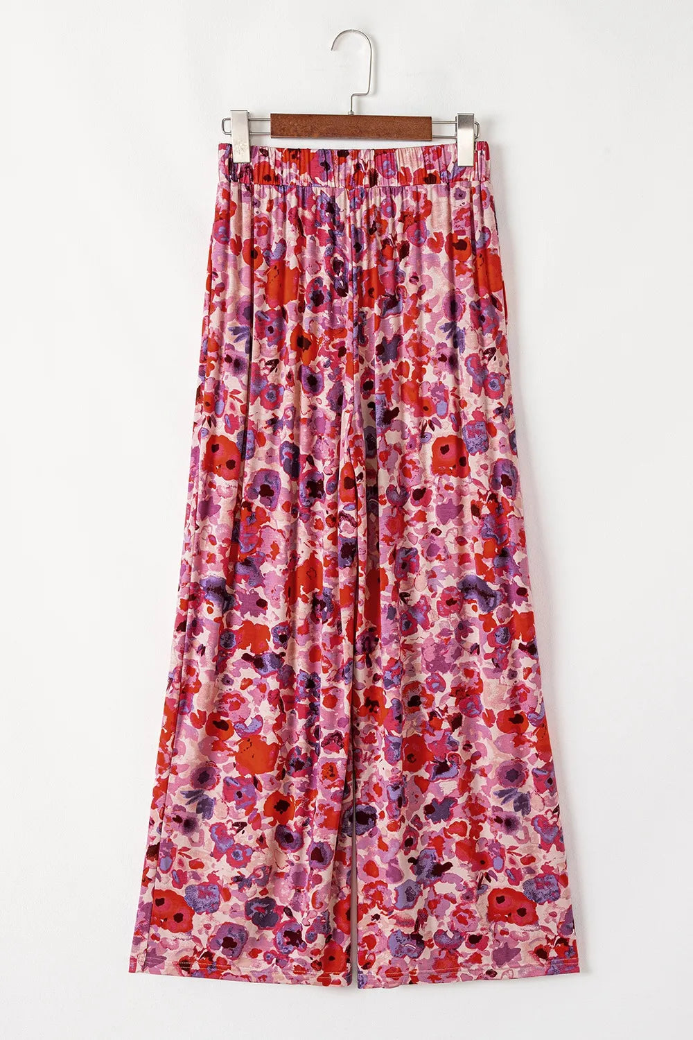 Floral Wide Leg Elastic High Waist Pants - Roe Creation