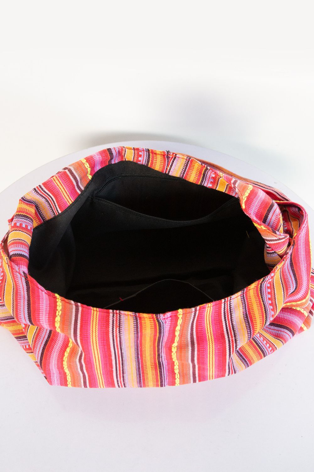Large Canvas Crossbody Bag with Ethnic Pattern - Roe Creation