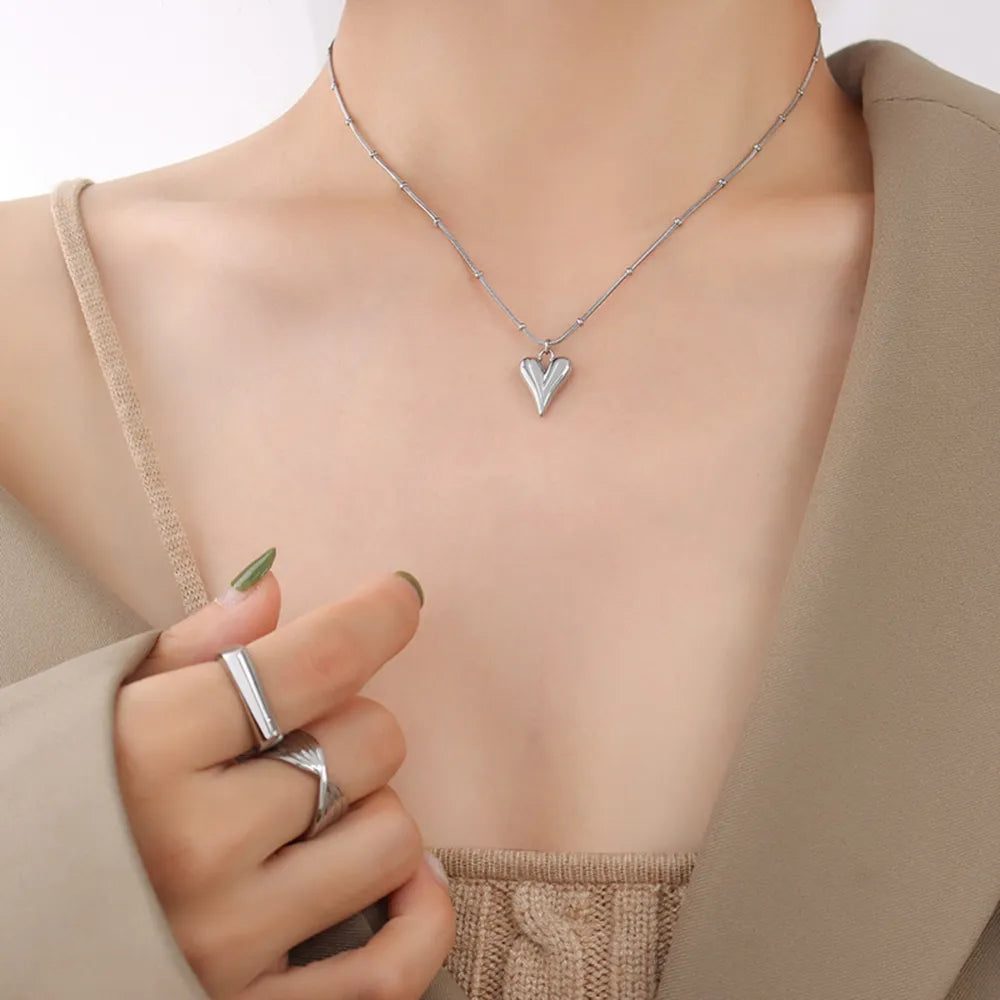 Titanium Steel Heart Pendant Necklace - Roe Creation