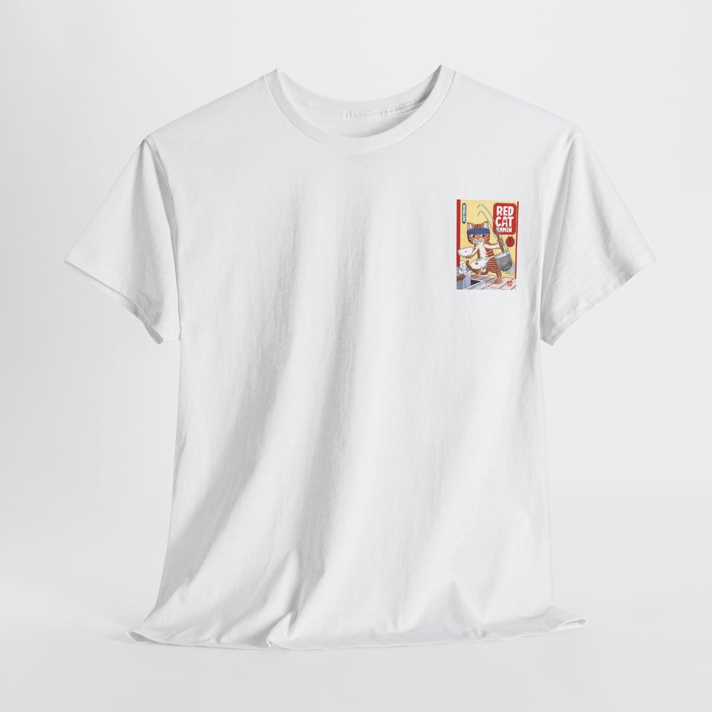 Red Cat Ramen Unisex Heavy Cotton Tee – Fun and Playful Design for Food Lovers - Roe Creation