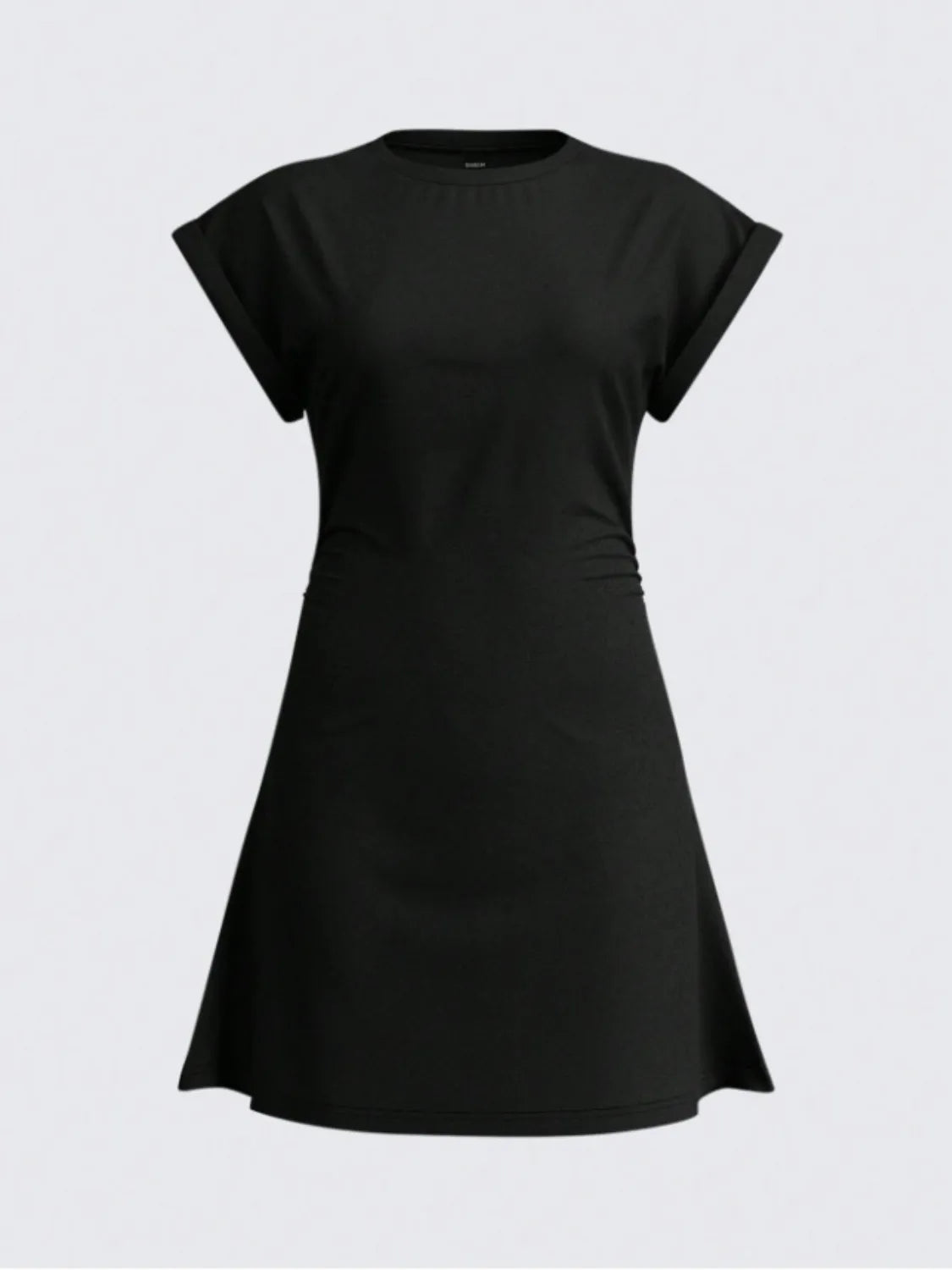 Round Neck Short Sleeve Mini Tee Dress - Roe Creation
