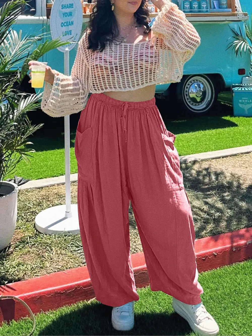Full Size Wide Leg Pants with Pockets Plus Size - Roe Creation