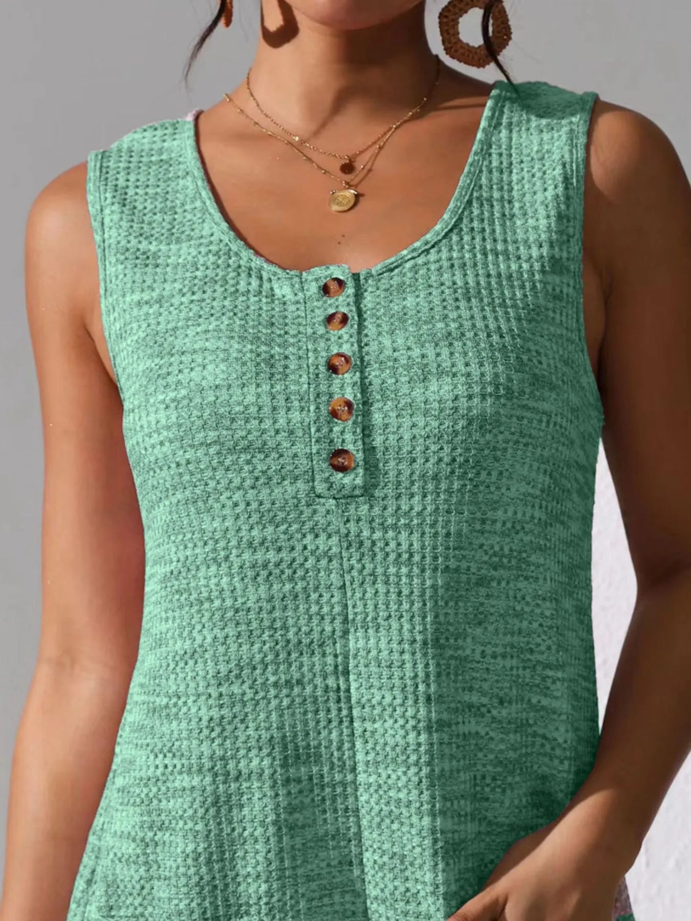 Full Size Button Front Romper with Pockets Plus Size - Roe Creation