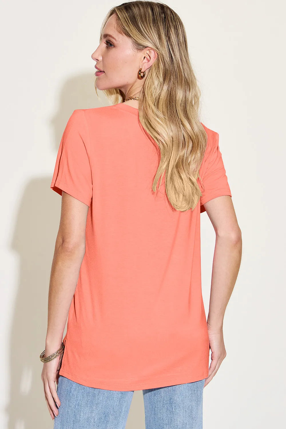 Basic Bae Bamboo Full Size V-Neck High-Low T-Shirt - Roe Creation