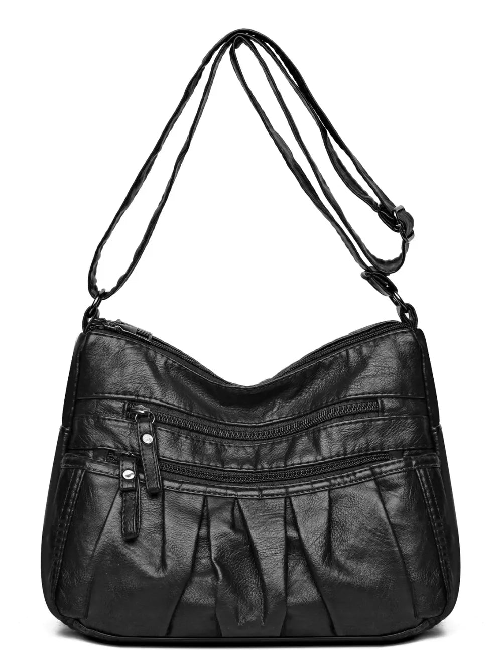 PU Leather Ruched Adjustable Strap Shoulder Bag - Roe Creation