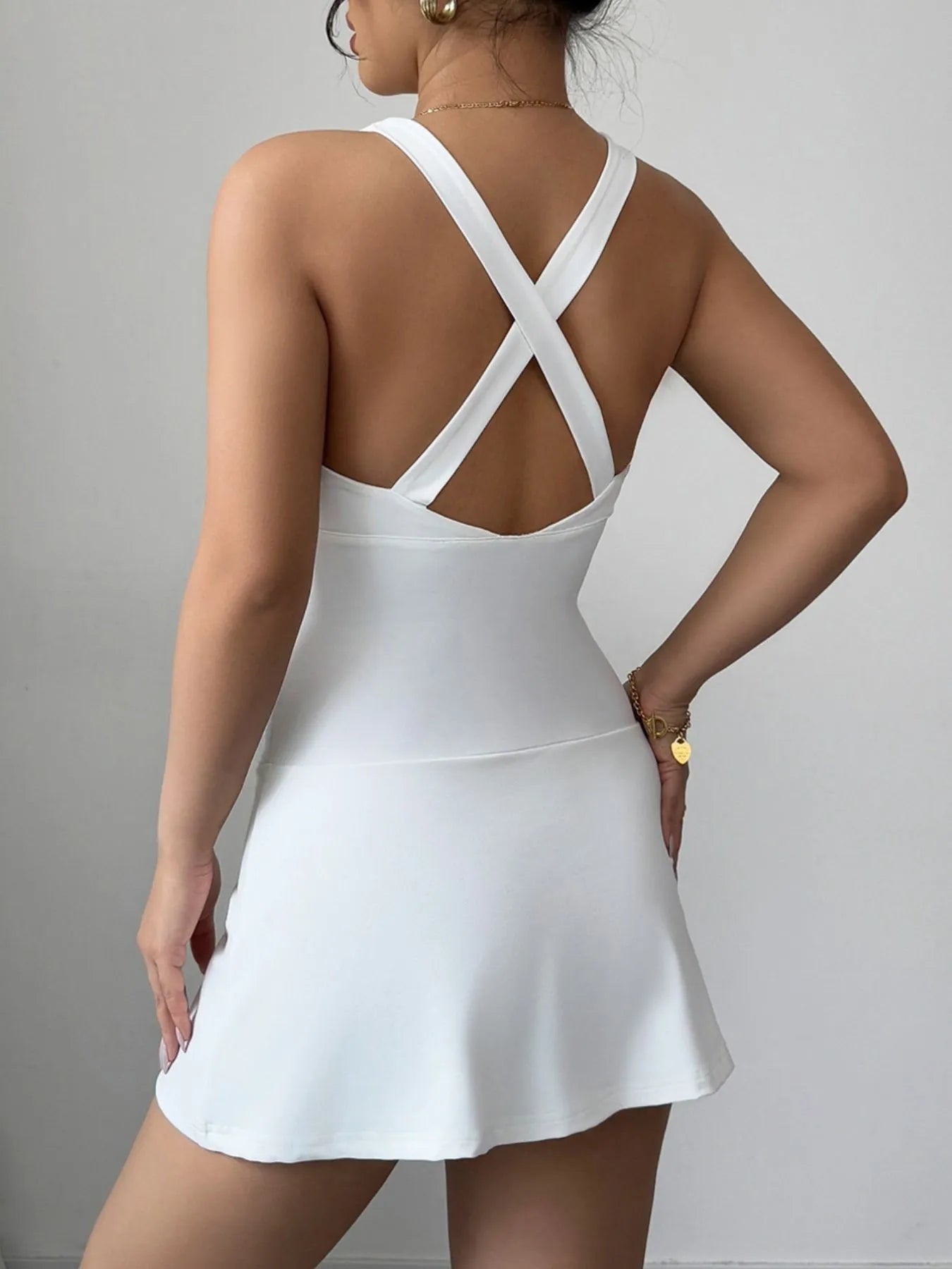 Crisscross V-Neck Romper Dress - Roe Creation